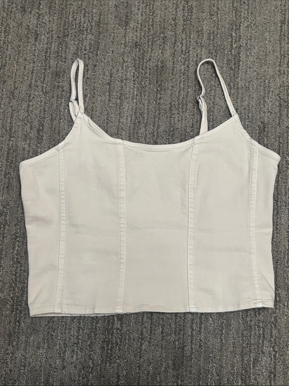 So Cream Cotton Denim Women's Seam-Panel Cami Tank Top